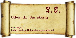 Udvardi Barakony névjegykártya